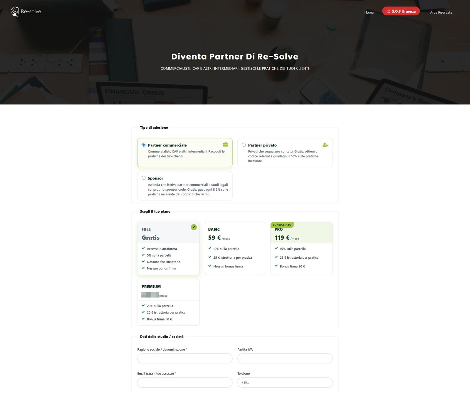 Onboarding guidato del nuovo cliente.